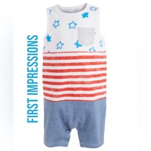 First Impressions Baby Boys Star and Stripes Cotton Sunsuit Size 0-3 Months NWT